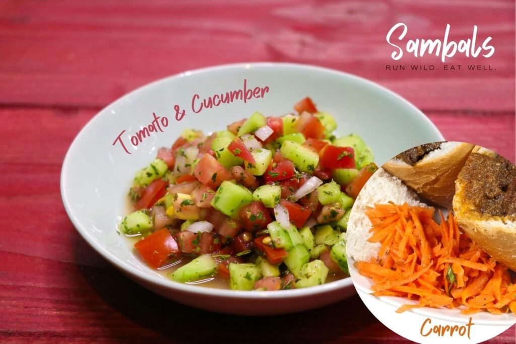 South African tomatoe and cucumber or carrot Sambals